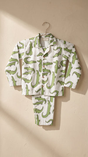 Croc Print on off white fabric